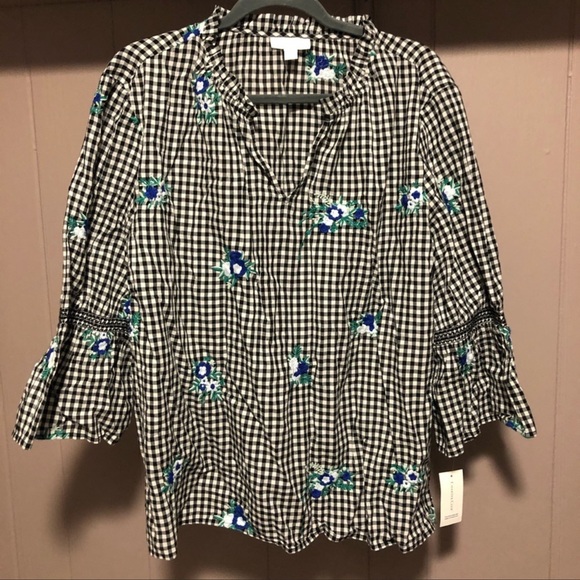 Charter Club Gingham Floral Embroidered Blouse NWT - Picture 8 of 15